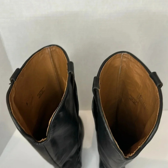 FRYE PAIGE WOMEN TALL RIDING PULL ON BOOTS IN BLACK LEATHER BRAND NEW - Picture 4 of 9